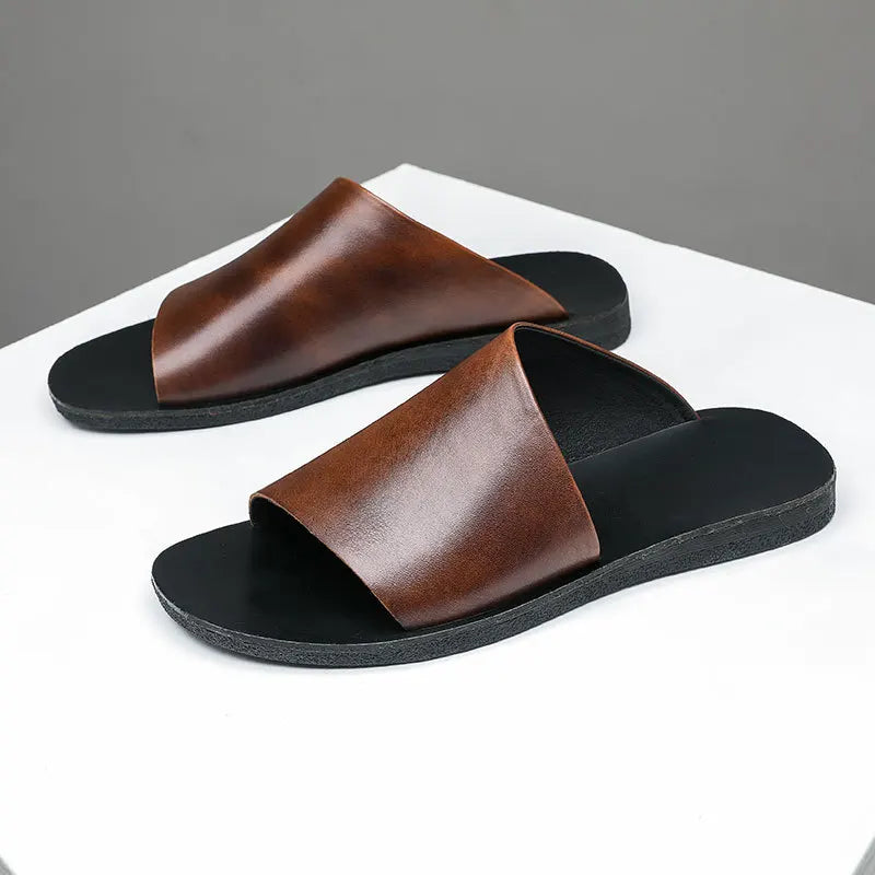 Leather Slide Sandals