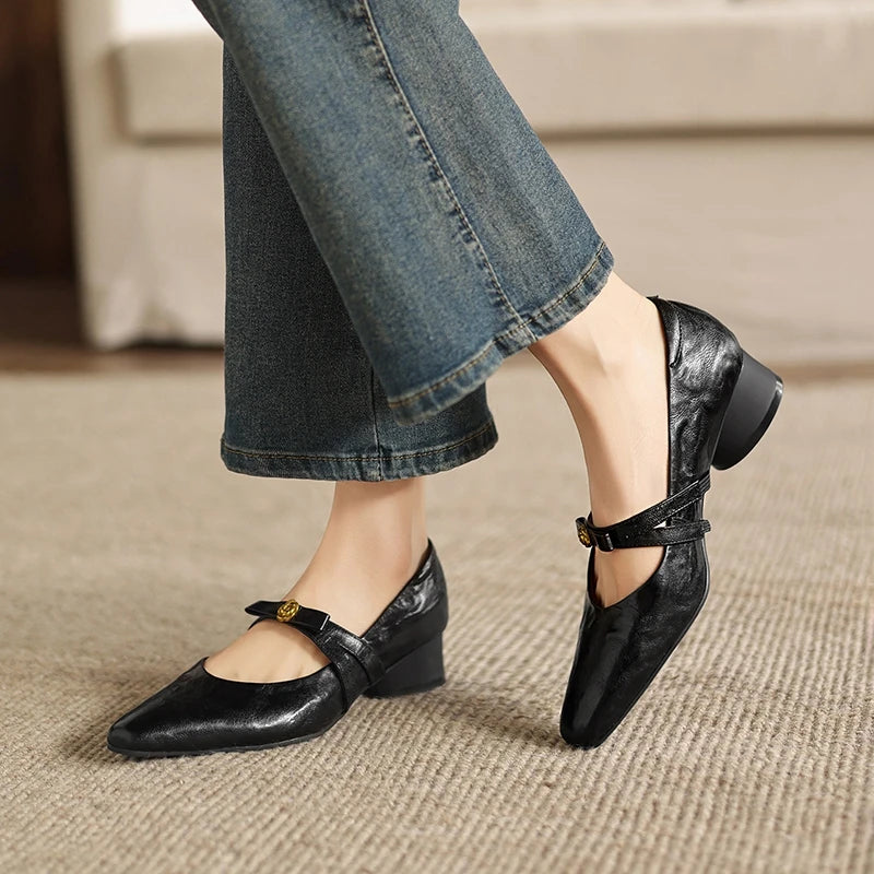 Milano Buckle Leather Flats
