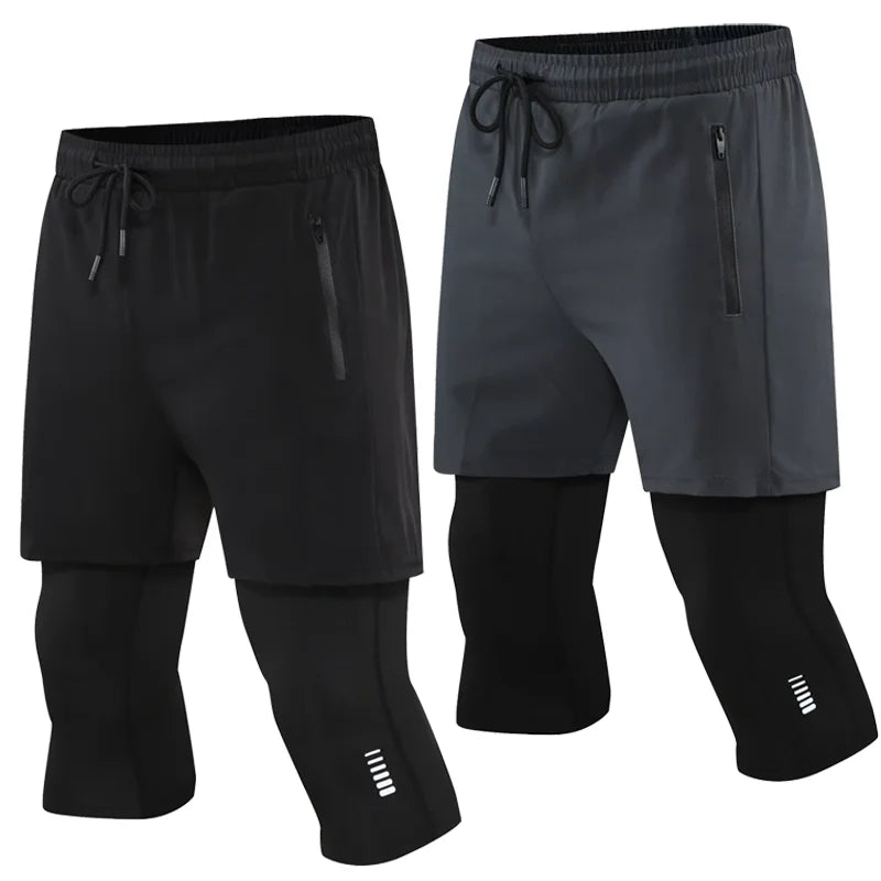 Men's 2-in-1 Compression Shorts - Running Workout Shorts