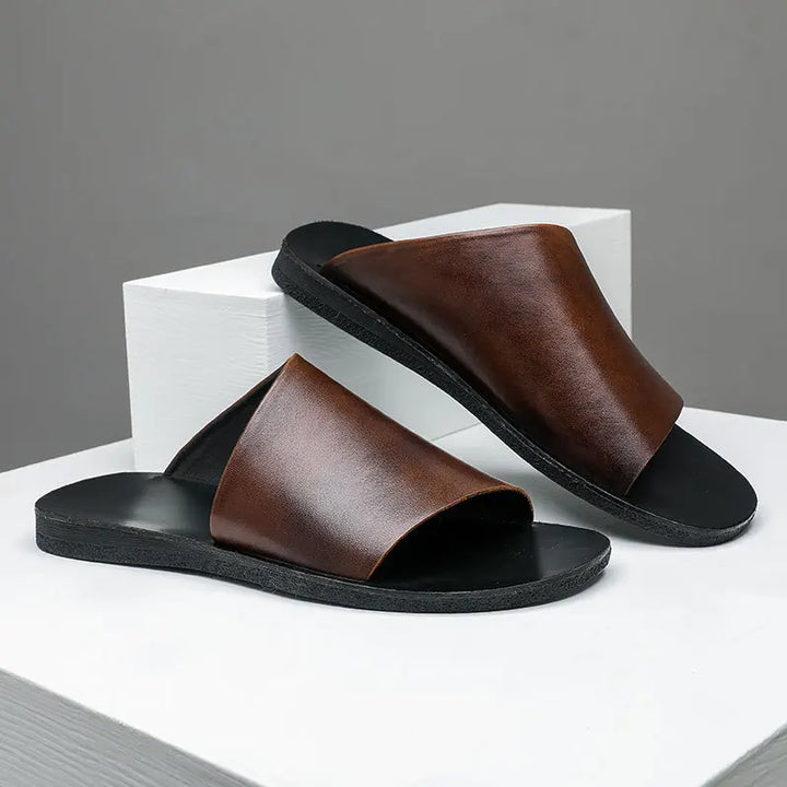 Leather Slide Sandals