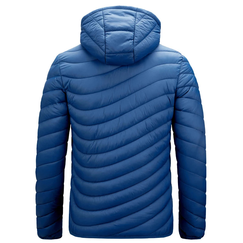 Men's Lightweight Puffer Jacket - Hooded Insulated Winter Jacket