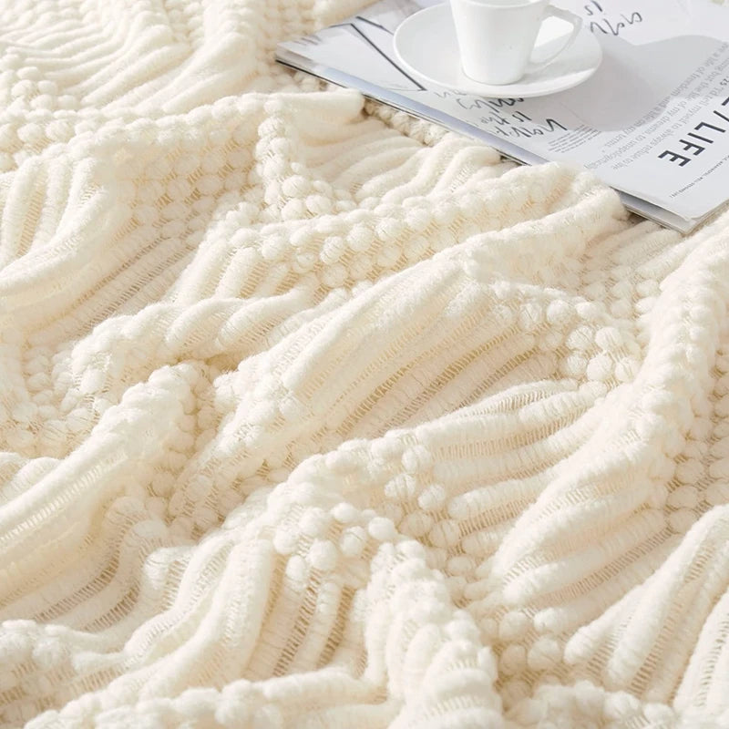 Textured Fringe Throw Blanket