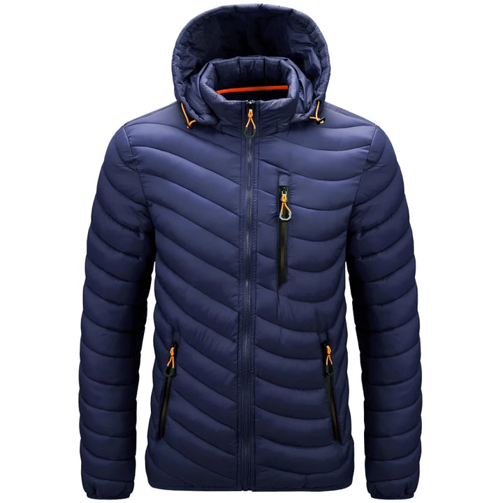 Men's Lightweight Puffer Jacket - Hooded Insulated Winter Jacket