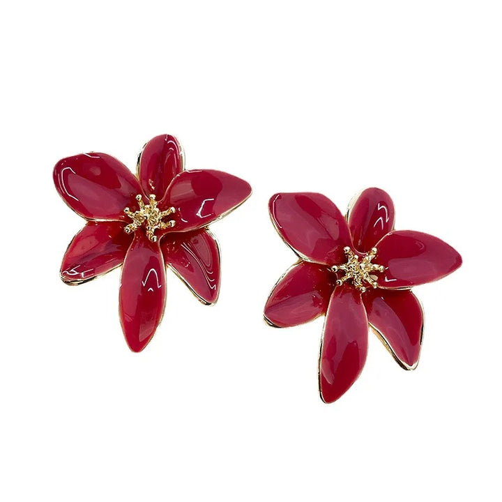 Red Floral Earrings