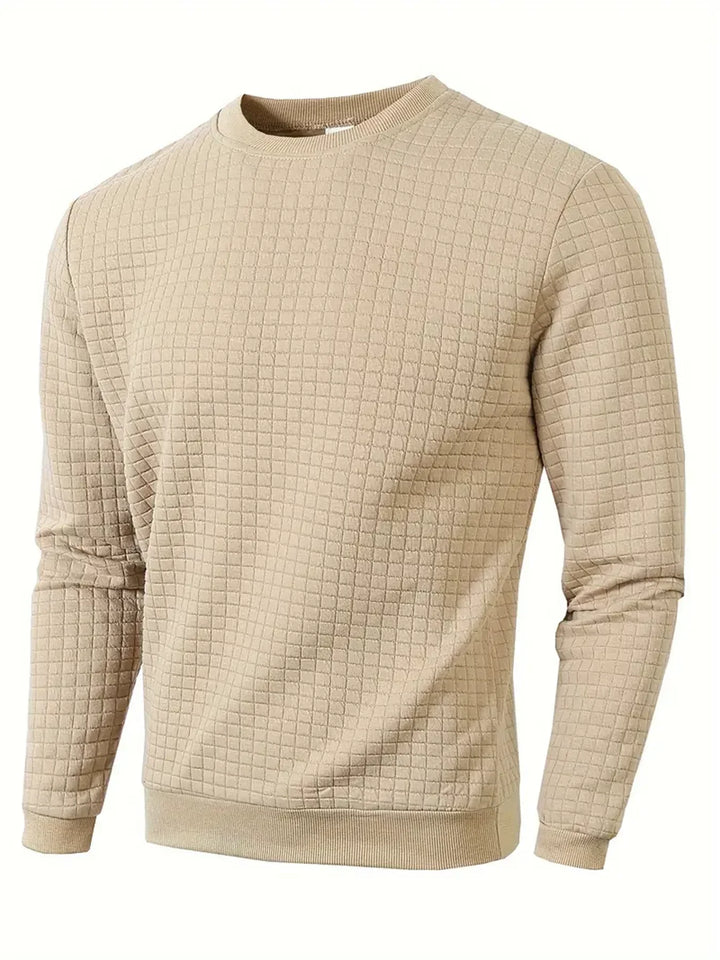 Luxiron Men's Crew Neck Jacquard Sweater