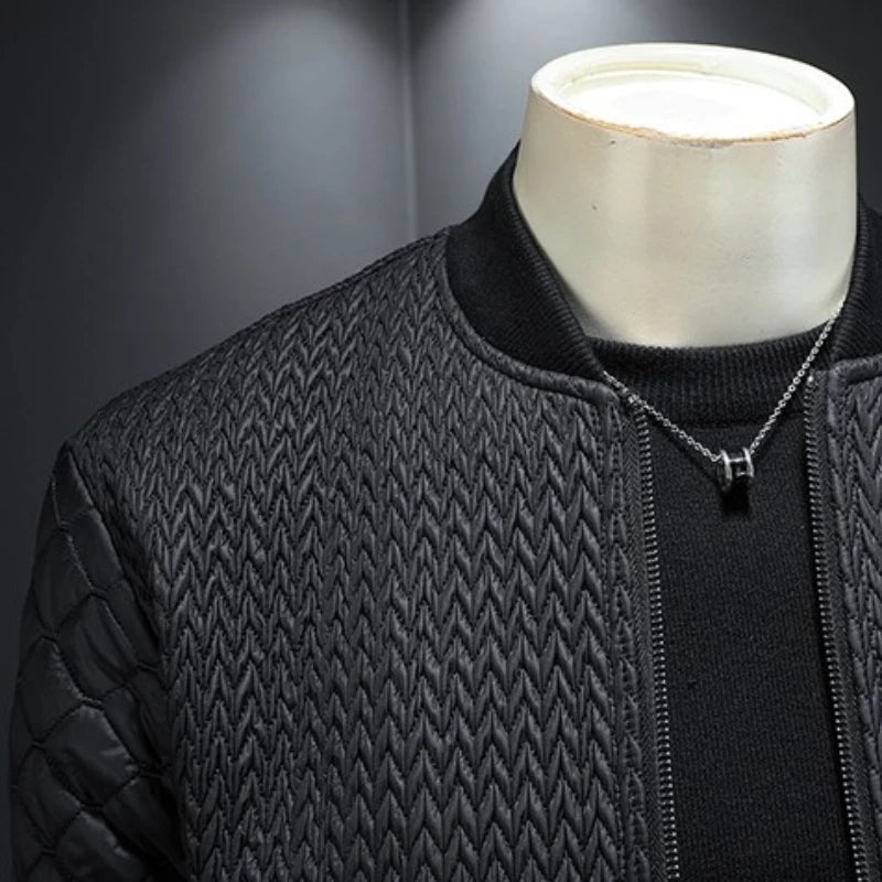 Men's Quilted Bomber Jacket - Plus Size Stand Collar Jacket