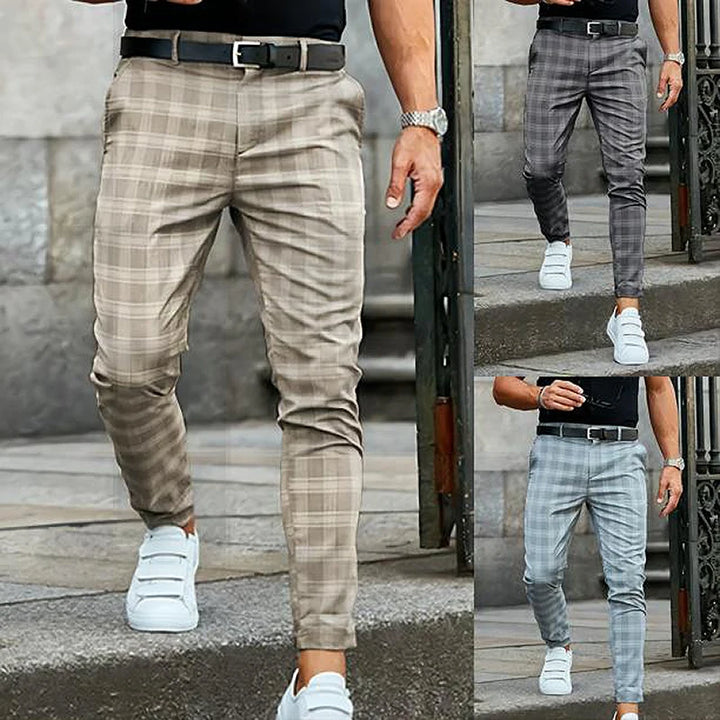 Slim Fit Plaid Trousers