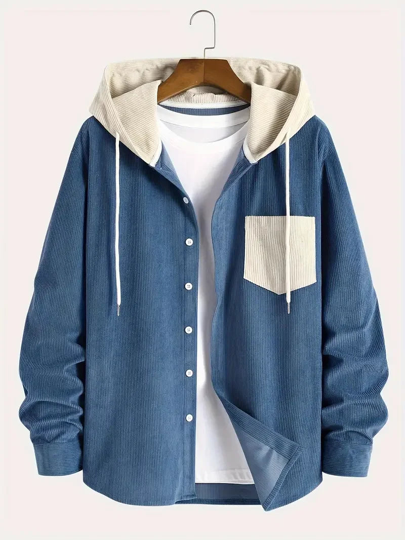 Men's Corduroy Shacket - Hooded Casual Jacket