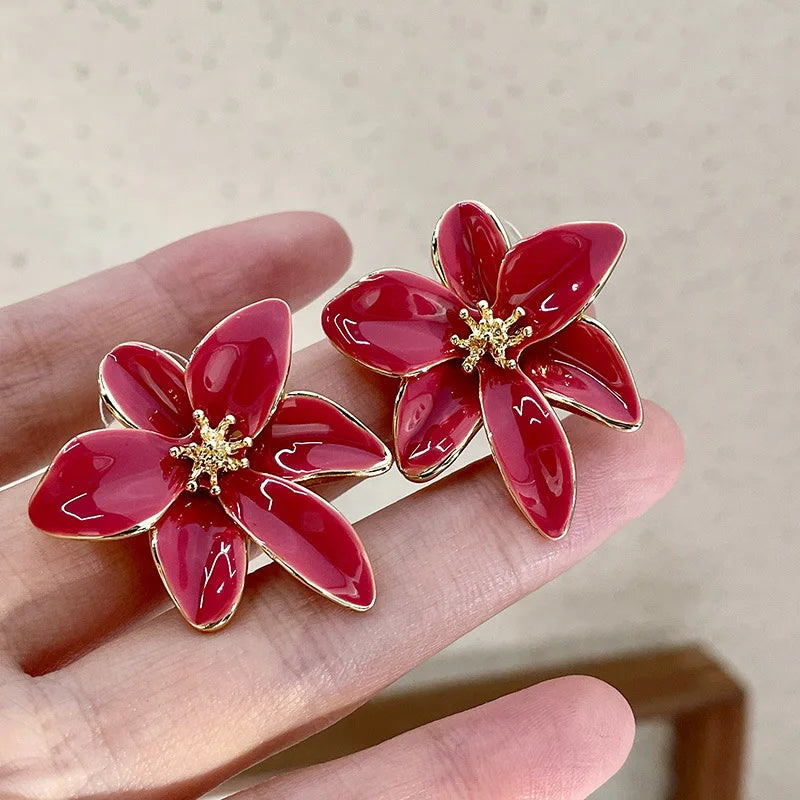 Red Floral Earrings