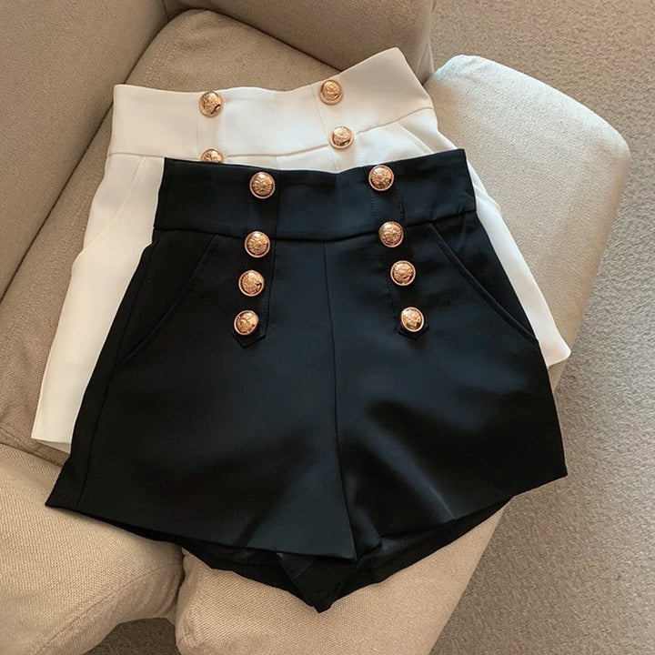 Chic High-Waisted Button Shorts