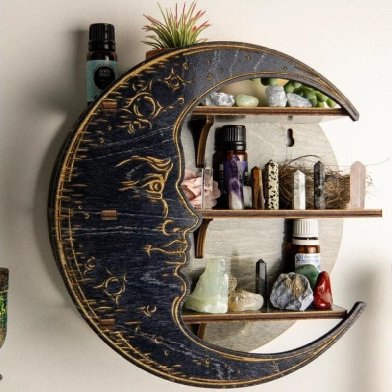 Wooden Moon Shelf Decor