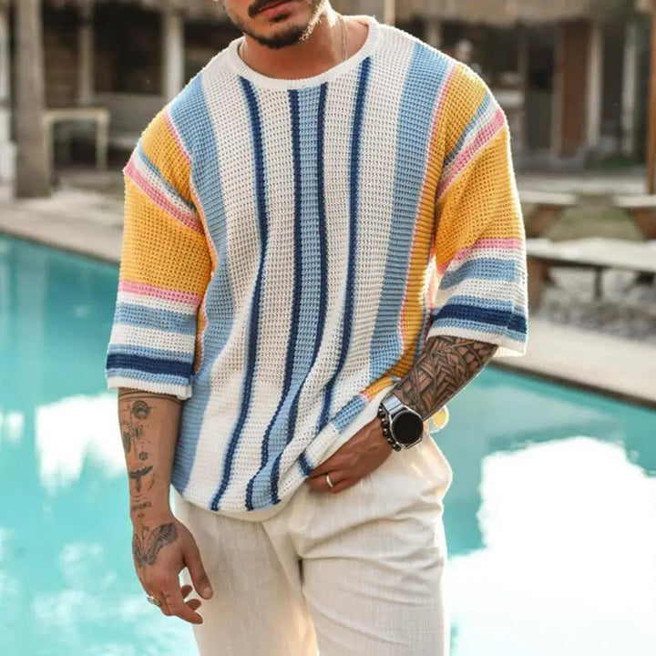 Colorblock Knit Striped Sweater