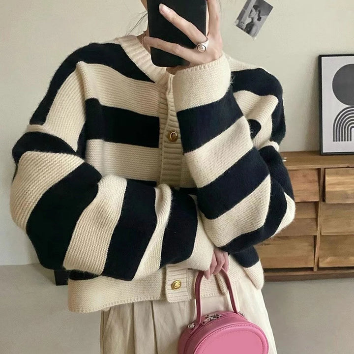 Bold Striped Knit Cardigan