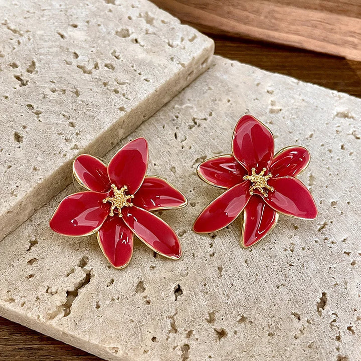 Red Floral Earrings