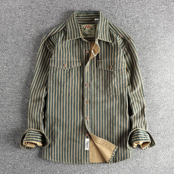 Kyphon Retro Stripe Long-Sleeve Lapel Shirt