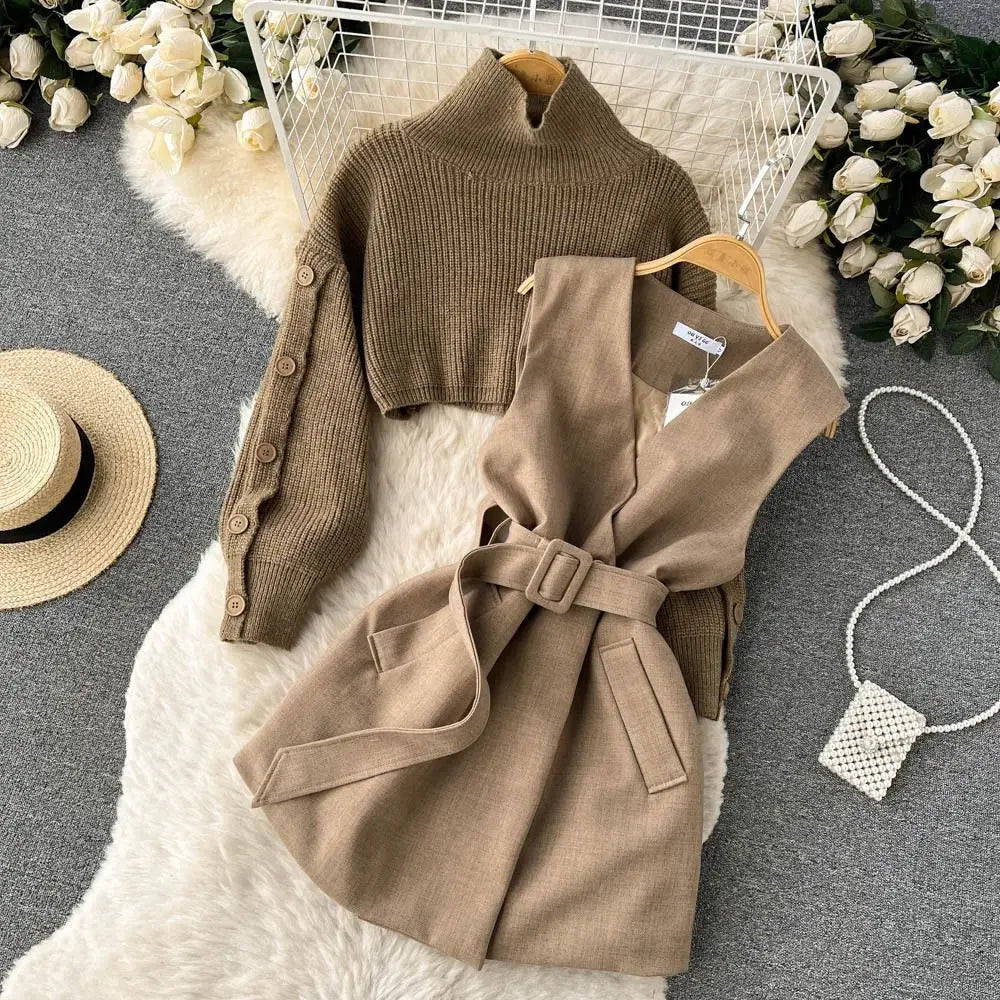 Belted Knit Sweater Dress