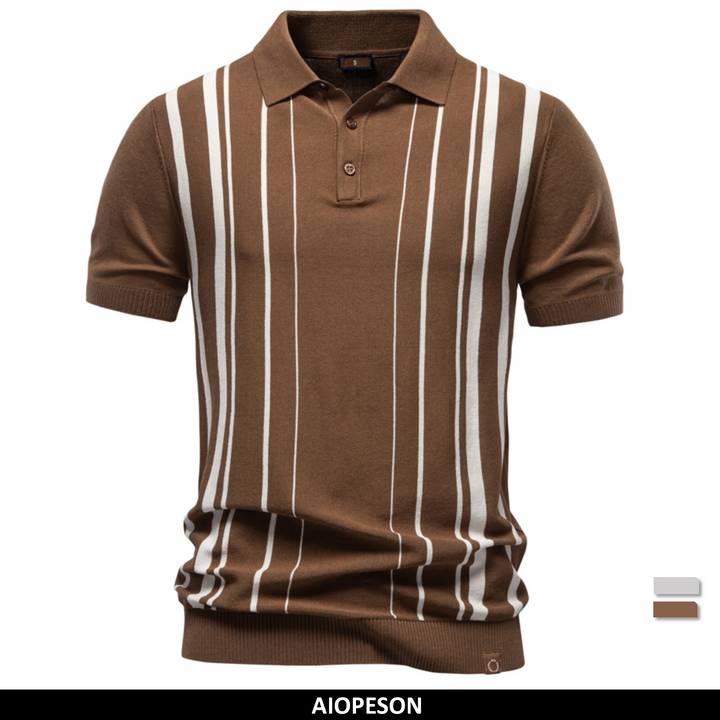 Men's Short Sleeve Striped Polo Shirt - Old Money Style