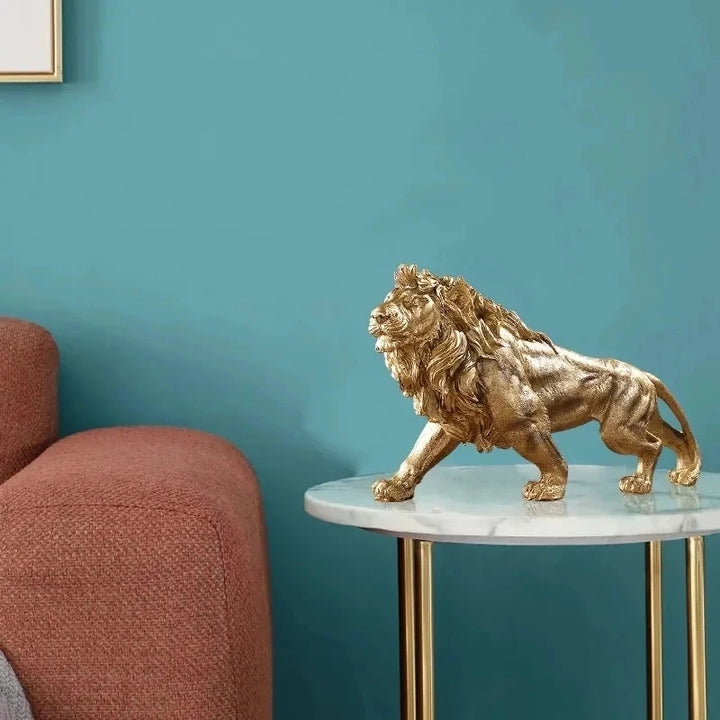 Golden Majestic Lion Statue