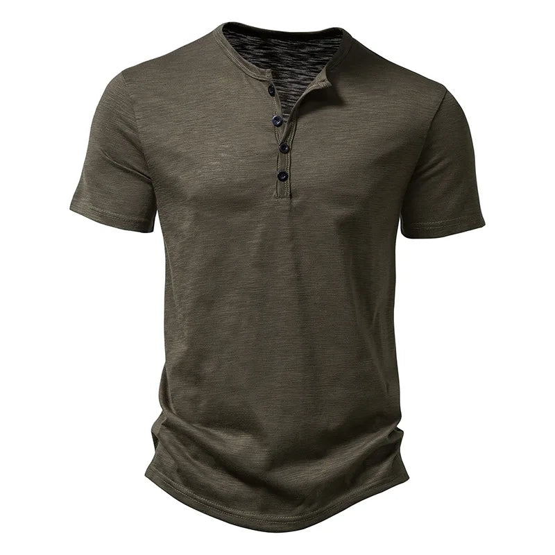 Veridian Men's Henley Collar Short Sleeve Casual T-Shirt