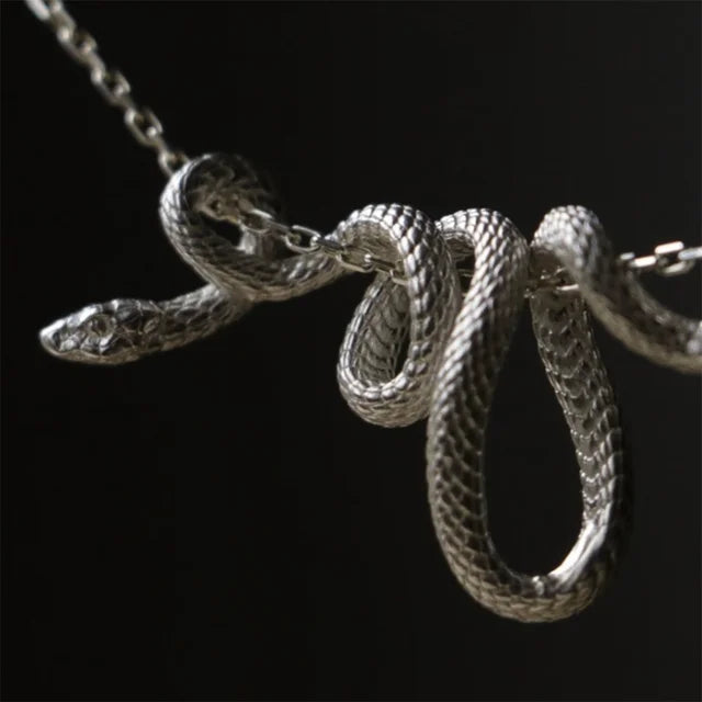 Silver Snake Pendant Necklace