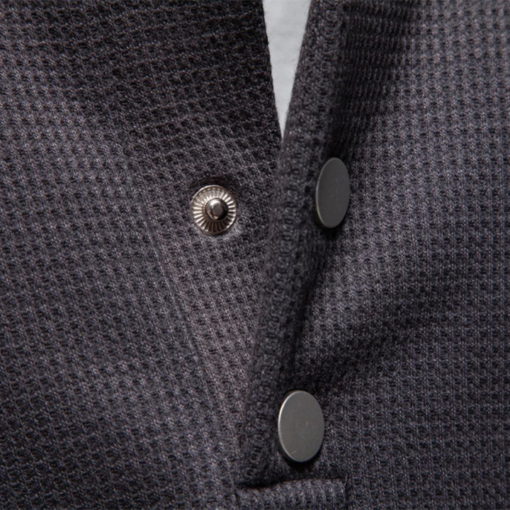 Men's Fleece Lined Sweatshirt - Waffle Knit Henley Pullover