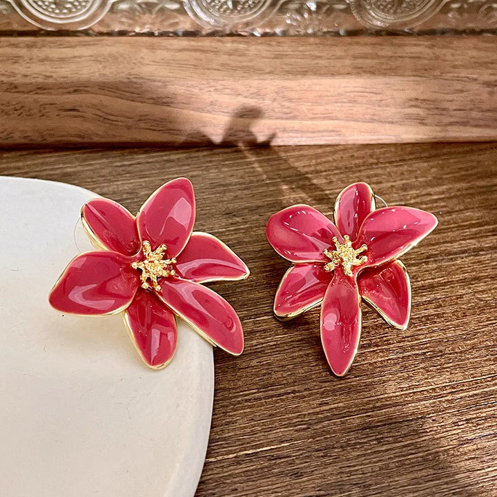 Red Floral Earrings