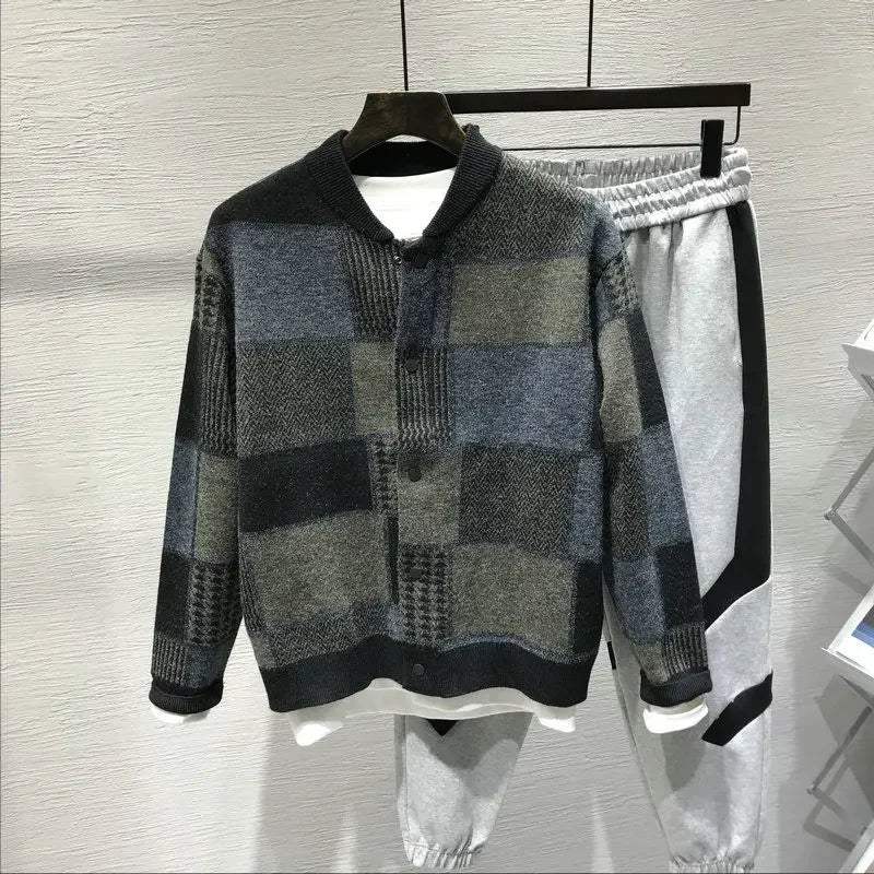 Patchwork Knit Bomber Jacket