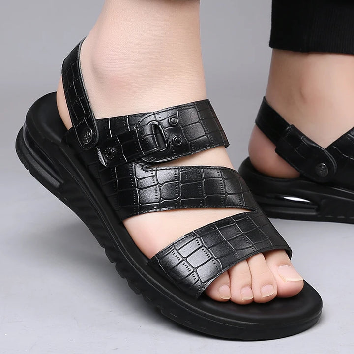 Croco-Embossed Sandals