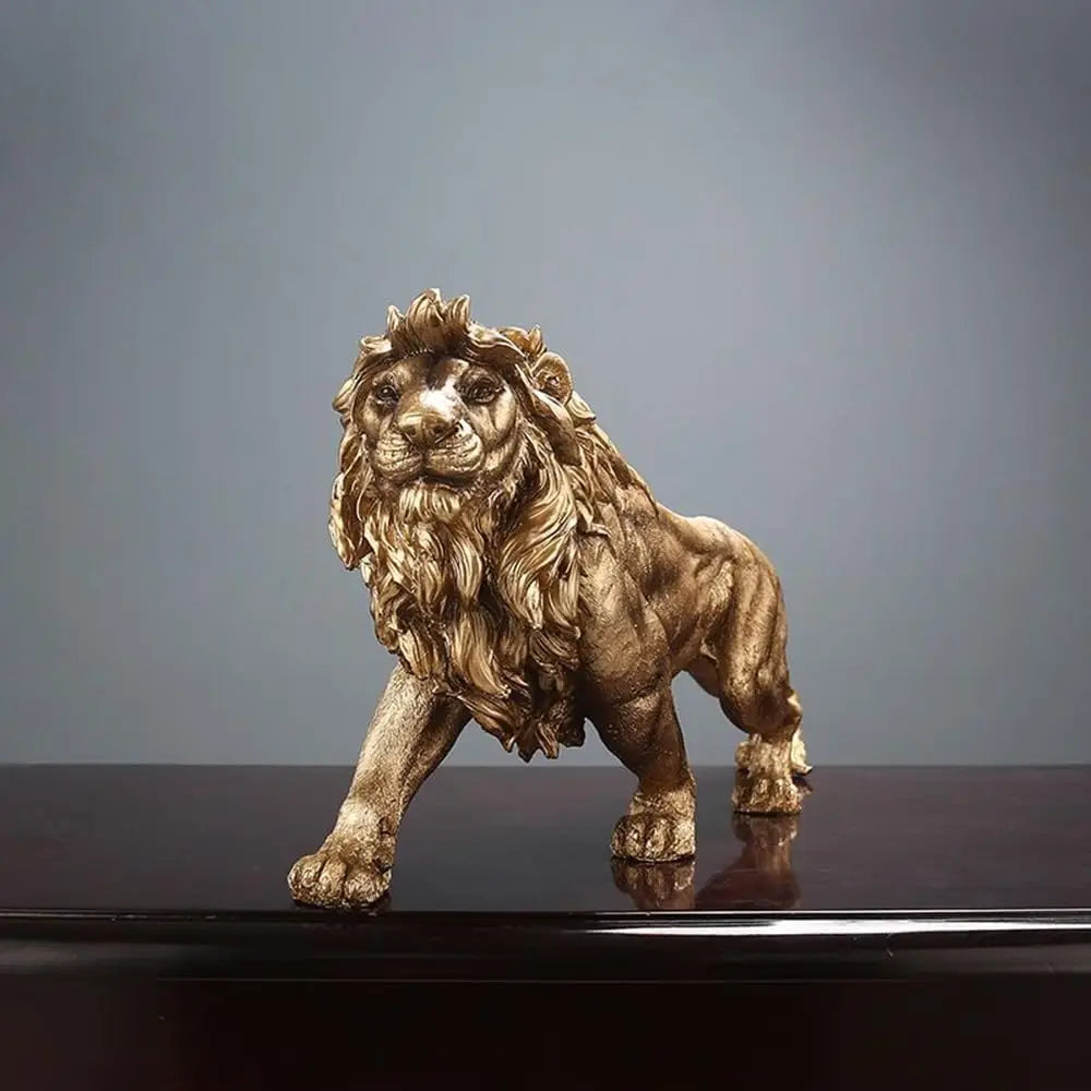 Golden Majestic Lion Statue