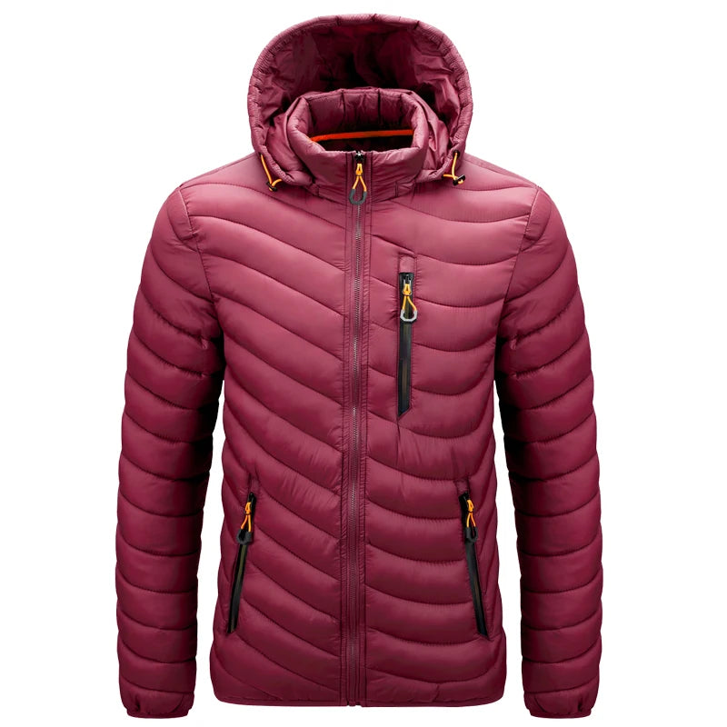 Men's Lightweight Puffer Jacket - Hooded Insulated Winter Jacket
