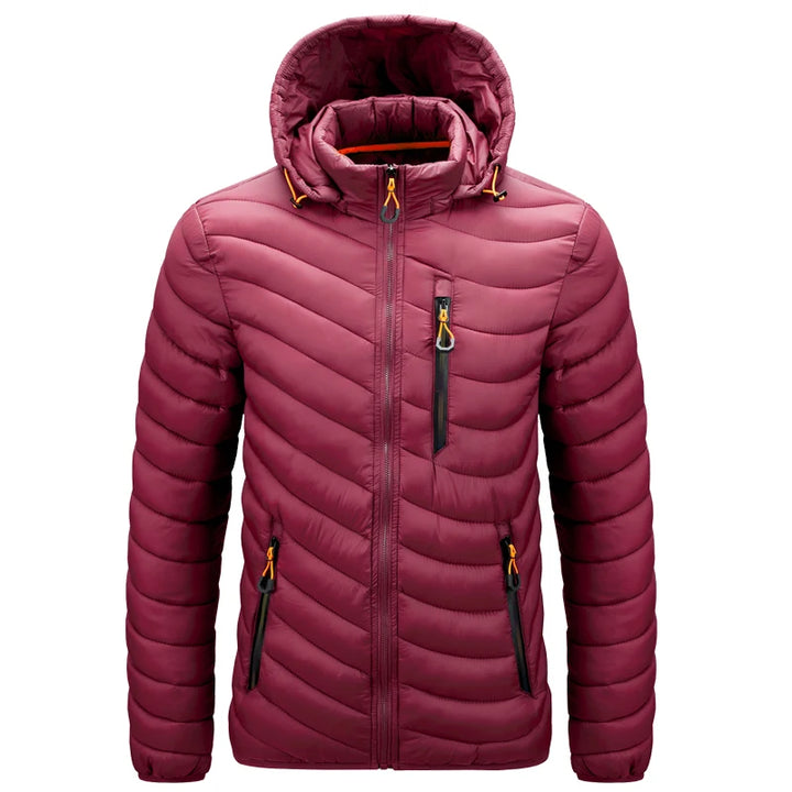 Men's Lightweight Puffer Jacket - Hooded Insulated Winter Jacket