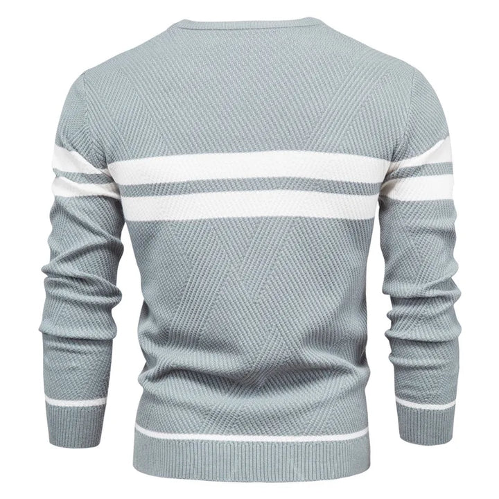 Men's Striped Crew Neck Sweater - Slim Fit Pullover