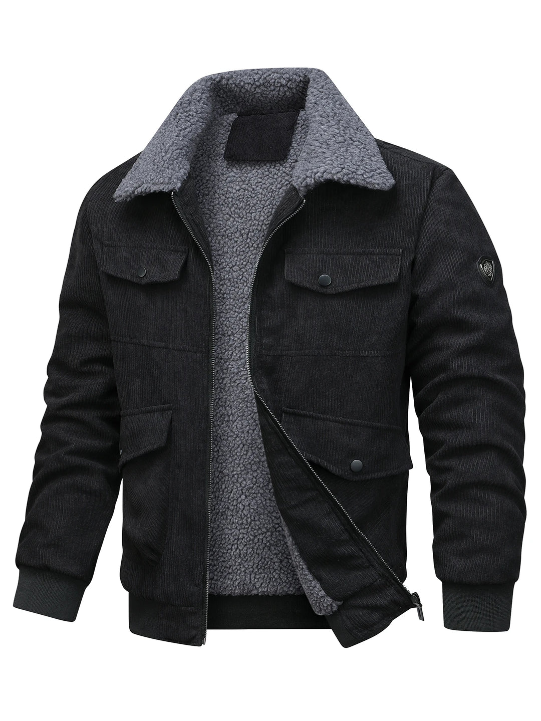Men's Corduroy Jacket - Fleece Lined Sherpa Collar Jacket