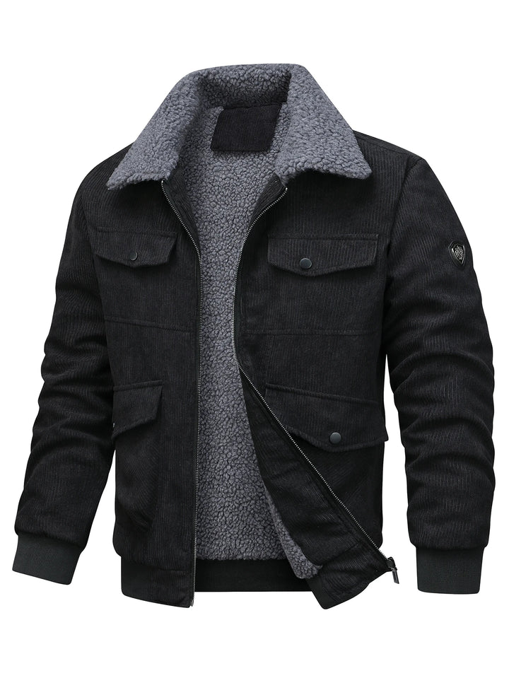 Men's Corduroy Jacket - Fleece Lined Zip Up Jacket