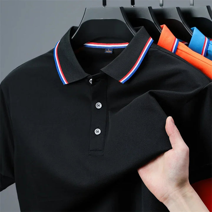 Nyven Classic Men's Solid Color Short-Sleeve Polo Shirt