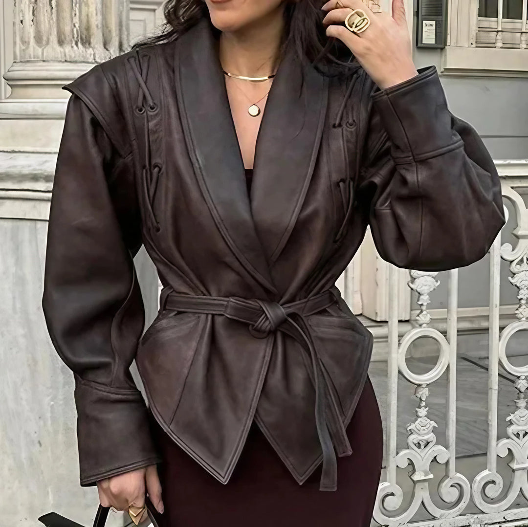 Leather Belted Jacket