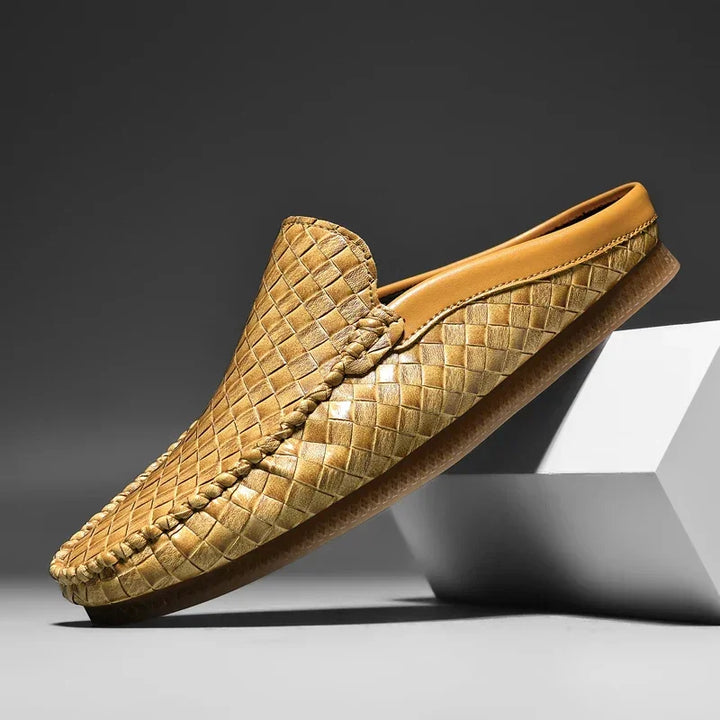 Woven Leather Slip-On Mules