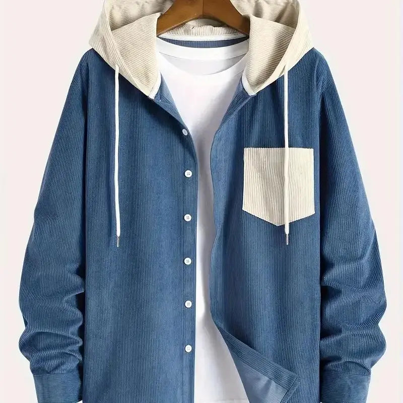 Men's Corduroy Shacket - Hooded Casual Jacket