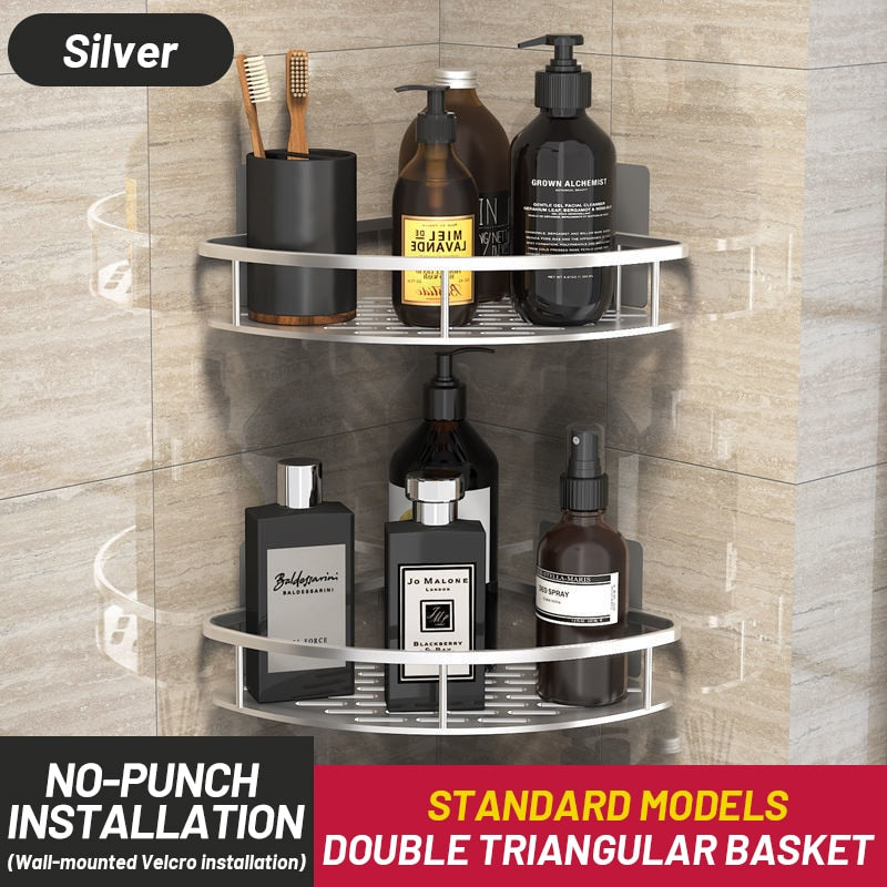 No-Drill Bathroom Corner Shelf