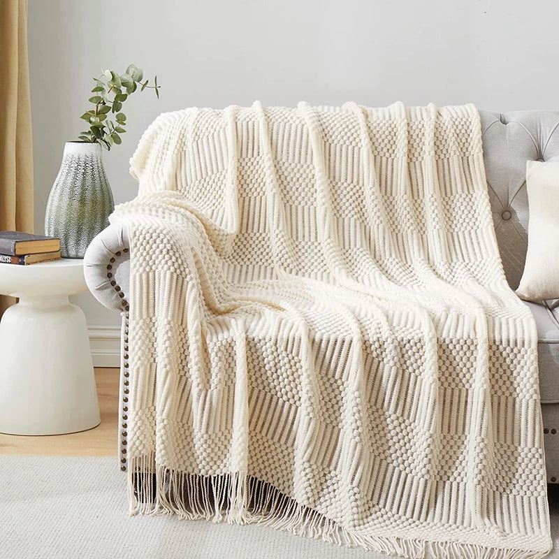 Textured Fringe Throw Blanket