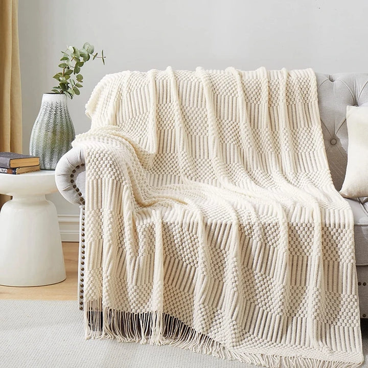 Textured Fringe Throw Blanket