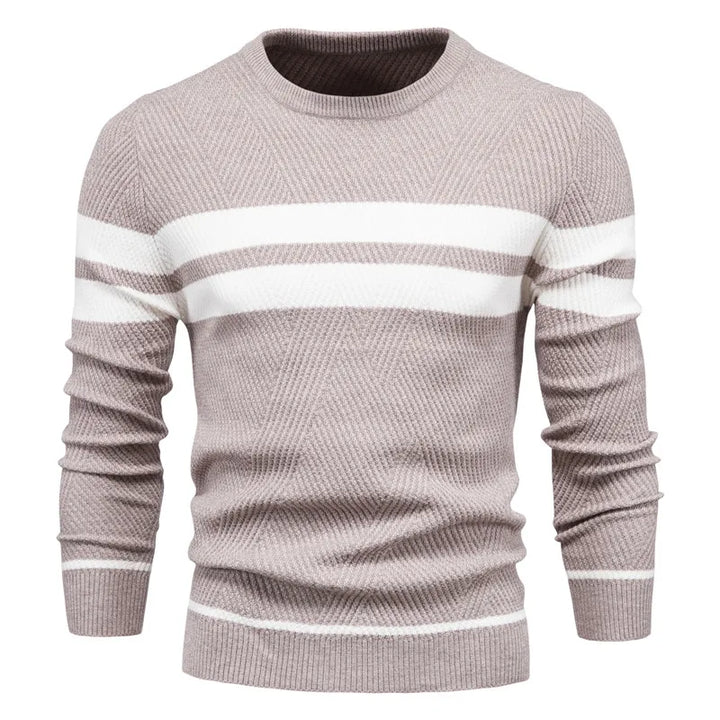 Men's Striped Crew Neck Sweater - Slim Fit Pullover