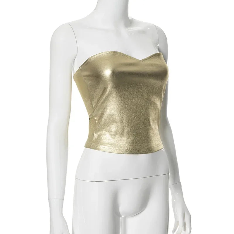 Metallic Strapless Top