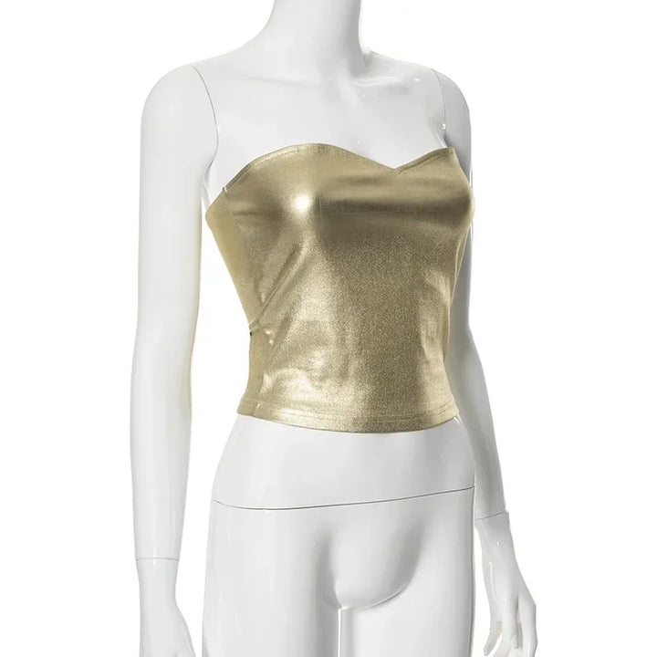 Metallic Strapless Top