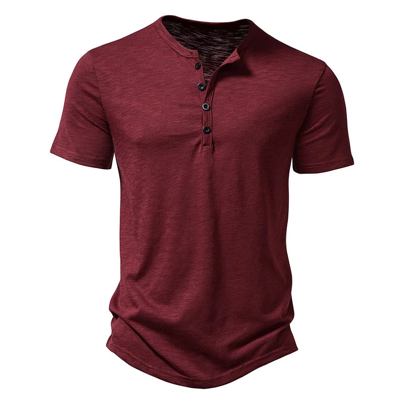 Veridian Men's Henley Collar Short Sleeve Casual T-Shirt