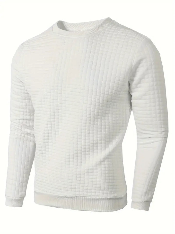 Luxiron Men's Crew Neck Jacquard Sweater