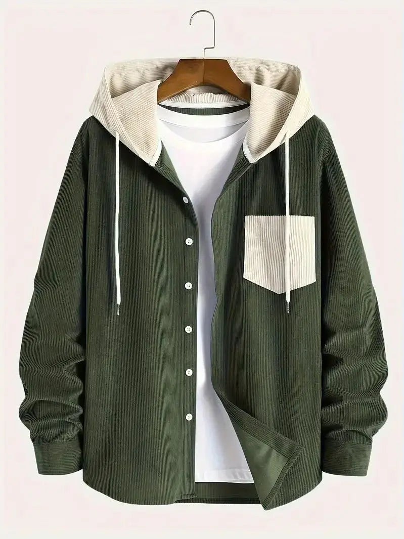 Men's Corduroy Shacket - Hooded Casual Jacket