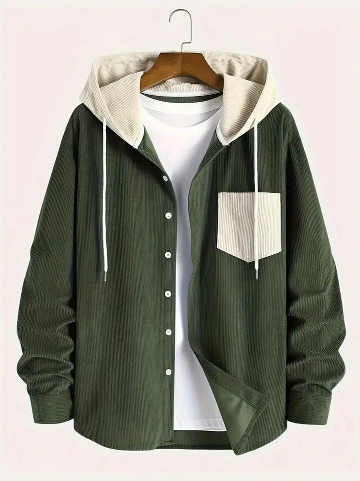 Men's Corduroy Shacket - Hooded Casual Jacket