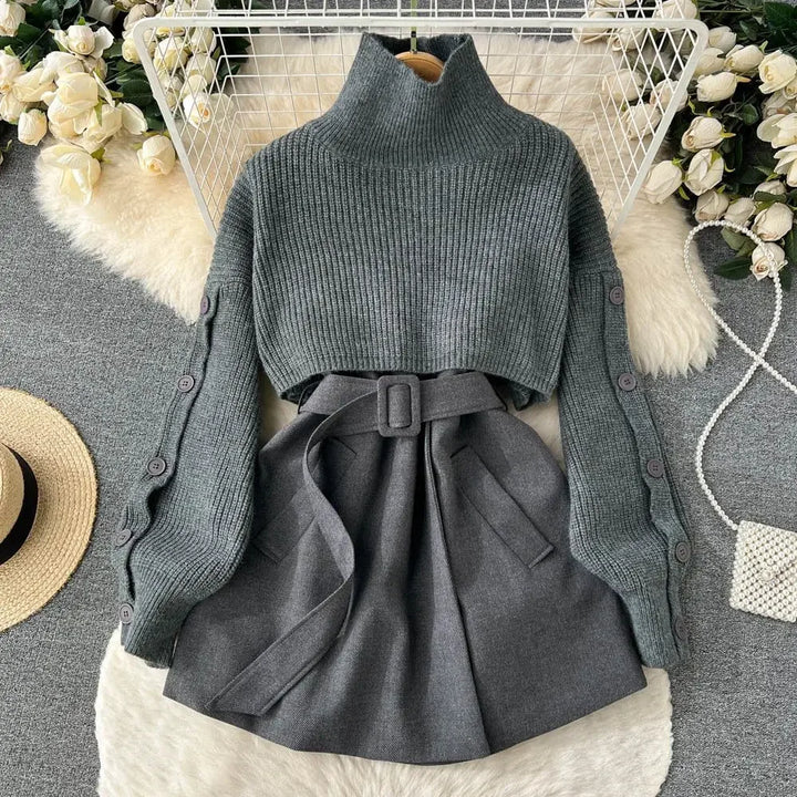 Belted Knit Sweater Dress