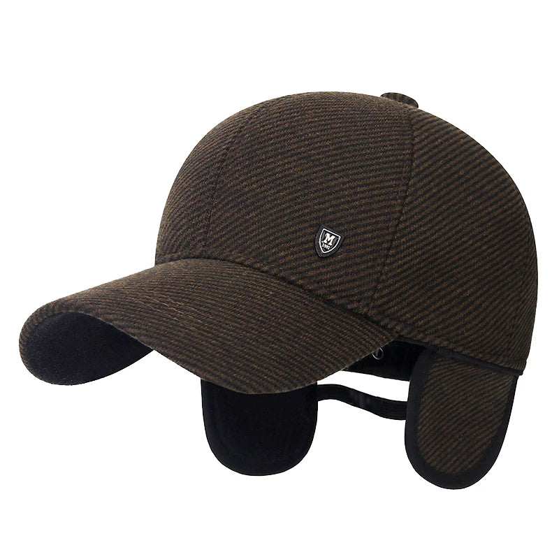 Men's Winter Baseball Cap with Ear Flaps - Adjustable Fit